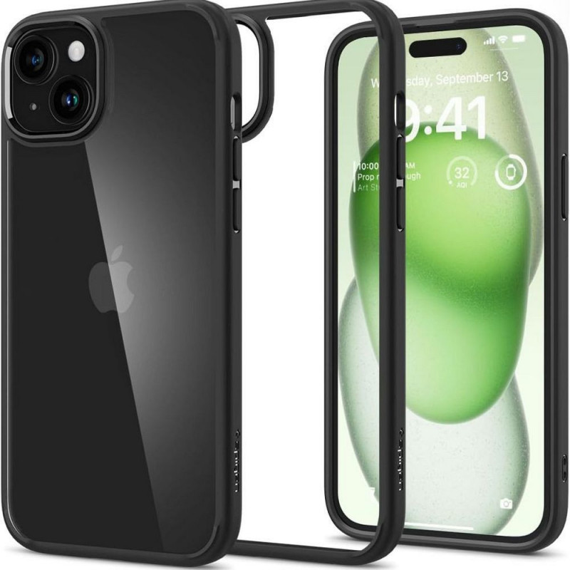 Kryt Spigen Ultra Hybrid na Apple iPhone 15 Plus Křišťálově čistý  Matná černá