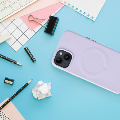 Kryt Roar Leather Mag na Apple iPhone 14 Pro Elegantní  MagSAFE  Fialový (Purple)