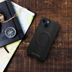 Kryt Roar Leather Mag na Apple iPhone 15 Elegantní  MagSAFE  Černý