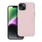 Kryt Roar Leather Mag na Apple iPhone 15 Plus Elegantní  MagSAFE  Zářivý růžový