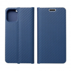 Peněženkové pouzdro LUNA Book Carbon na Samsung Galaxy S23 Ultra 5G Uhlíkové vlákno, Elegantní  Modrý