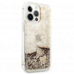 Kryt Guess Liquide Glitter Charms na Apple iPhone 14 Pro Elegantní  Zlatý