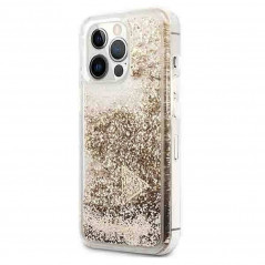 Kryt Guess Liquide Glitter Charms na Apple iPhone 14 Pro Elegantní  Zlatý