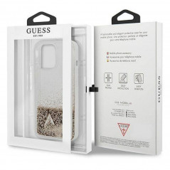 Kryt Guess Liquide Glitter Charms na Apple iPhone 14 Pro Max Elegantní  Zlatý