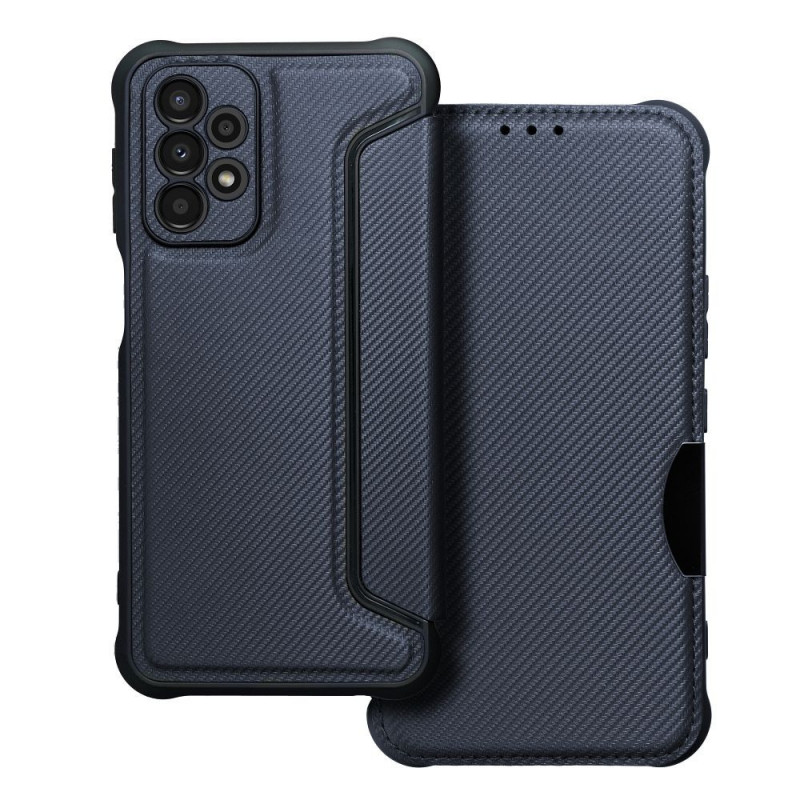Peněženkové pouzdro Razor Book na Samsung Galaxy A23 5G Uhlíkové vlákno, Karbonový vzor  Modrý