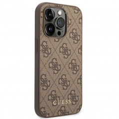 Kryt Guess 4G Gold Logo na Apple iPhone 14 Pro Elegantní  Hnědý