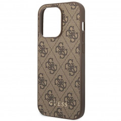 Kryt Guess 4G Gold Logo na Apple iPhone 14 Pro Elegantní  Hnědý