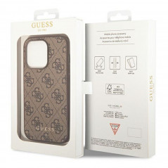 Kryt Guess 4G Gold Logo na Apple iPhone 14 Pro Elegantní  Hnědý