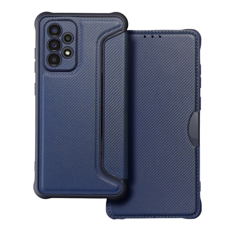 Peněženkové pouzdro Razor Book na Samsung Galaxy A53 5G Uhlíkové vlákno, Karbonový vzor  Modrý