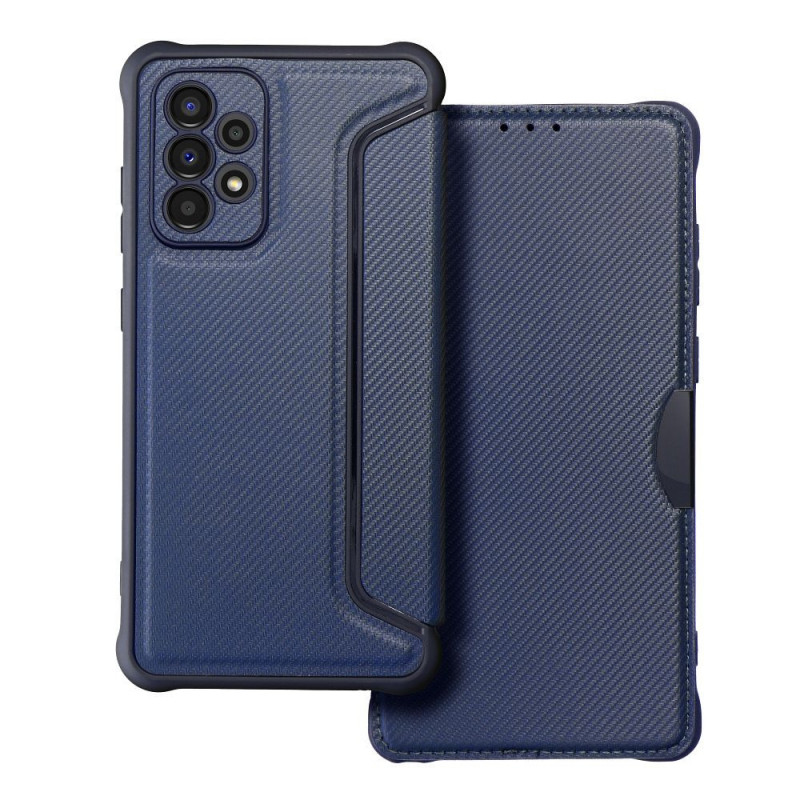 Peněženkové pouzdro Razor Book na Samsung Galaxy A33 Uhlíkové vlákno, Karbonový vzor  Modrý