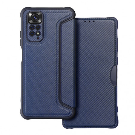 Peněženkové pouzdro Razor Book na XIAOMI Redmi Note 11 Uhlíkové vlákno, Karbonový vzor  Modrý