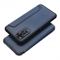 Peněženkové pouzdro Razor Book na XIAOMI Redmi Note 11 Uhlíkové vlákno, Karbonový vzor  Modrý