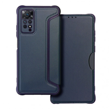 Peněženkové pouzdro Razor Book na XIAOMI Redmi Note 11 Pro 5G Uhlíkové vlákno, Karbonový vzor  Modrý
