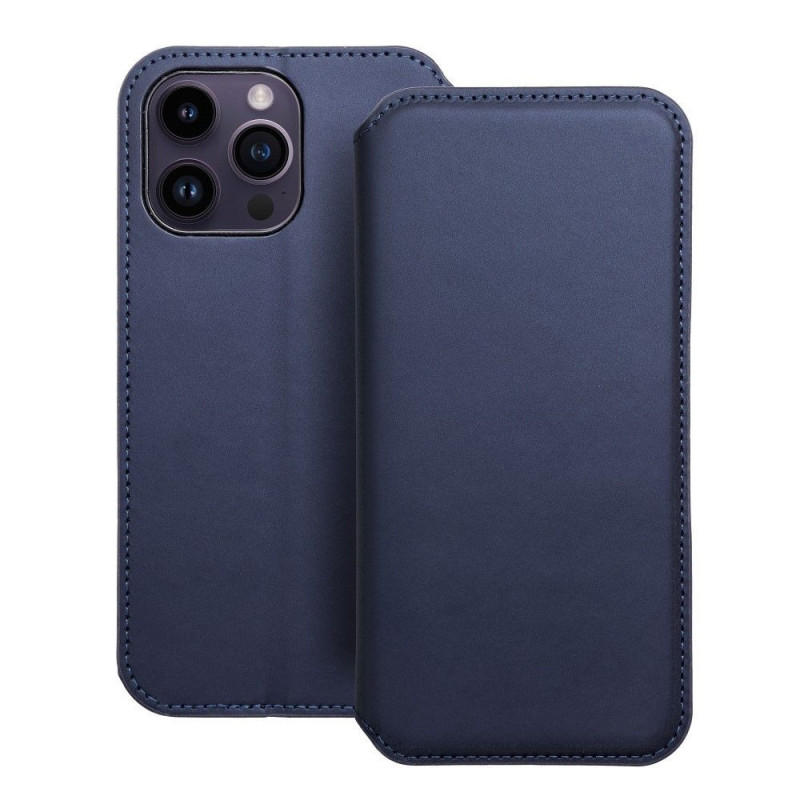 Peněženkové pouzdro Dual Pocket book na Apple iPhone 14 Pro Max Tmavší modrý 
