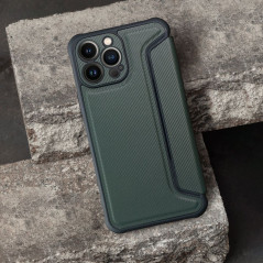 Peněženkové pouzdro Razor Book na Apple iPhone 14 Pro Max Uhlíkové vlákno, Karbonový vzor  Tmavě zelený