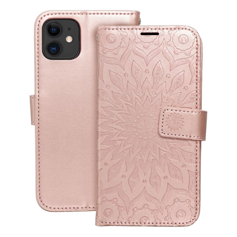 Peněženkové pouzdro MEZZO Book na Apple iPhone 11 Mandala  Růžovo-zlatý