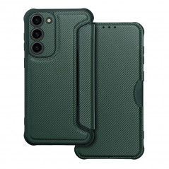 Peněženkové pouzdro Razor Book na Samsung Galaxy S23 Plus 5G Uhlíkové vlákno, Karbonový vzor  Tmavě zelený