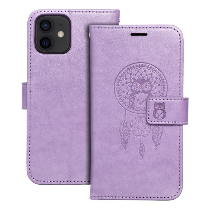 Peněženkové pouzdro MEZZO Book na Apple iPhone 12 Pro Lapač snů  Fialový (Purple)