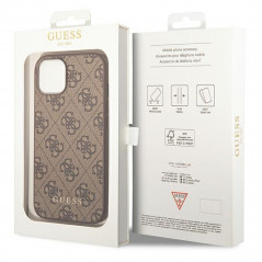 Kryt Guess 4G Gold Logo na Apple iPhone 14 Elegantní  Hnědý