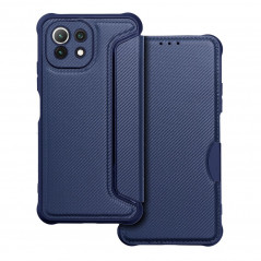 Peněženkové pouzdro Razor Book na XIAOMI Mi 11 Lite 5G NE Uhlíkové vlákno, Karbonový vzor  Modrý