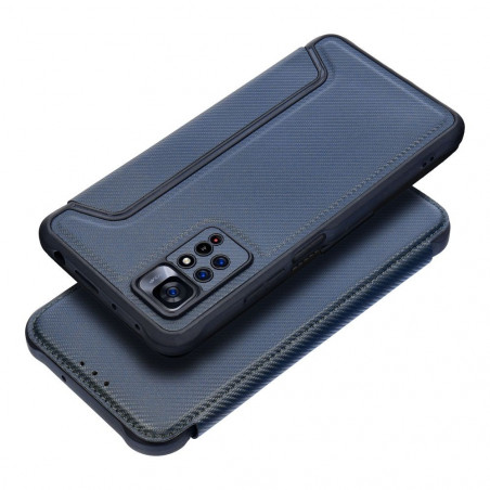 Peněženkové pouzdro Razor Book na XIAOMI Mi 11 Lite 5G NE Uhlíkové vlákno, Karbonový vzor  Modrý