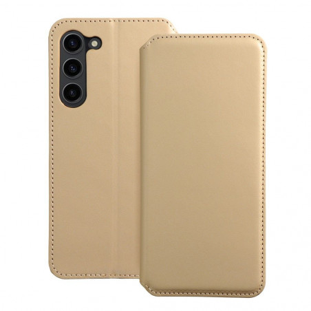 Peněženkové pouzdro Dual Pocket book na Samsung Galaxy S23 Plus 5G Zlatý