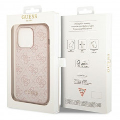 Kryt Guess 4G Gold Logo na Apple iPhone 14 Pro Elegantní  Růžový