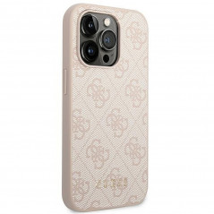 Kryt Guess 4G Gold Logo na Apple iPhone 14 Pro Max Elegantní  Růžový