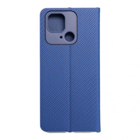 Peněženkové pouzdro LUNA Book Carbon na XIAOMI Redmi 10C Uhlíkové vlákno, Elegantní  Modrý