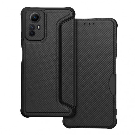 Peněženkové pouzdro Razor Book na XIAOMI Redmi Note 12s Uhlíkové vlákno, Karbonový vzor  Černý
