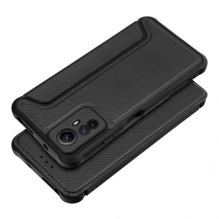 Peněženkové pouzdro Razor Book na XIAOMI Redmi Note 12s Uhlíkové vlákno, Karbonový vzor  Černý