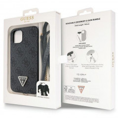 Kryt Guess Metal Logo Starss Crossbody na Apple iPhone 13 Elegantní  Černý
