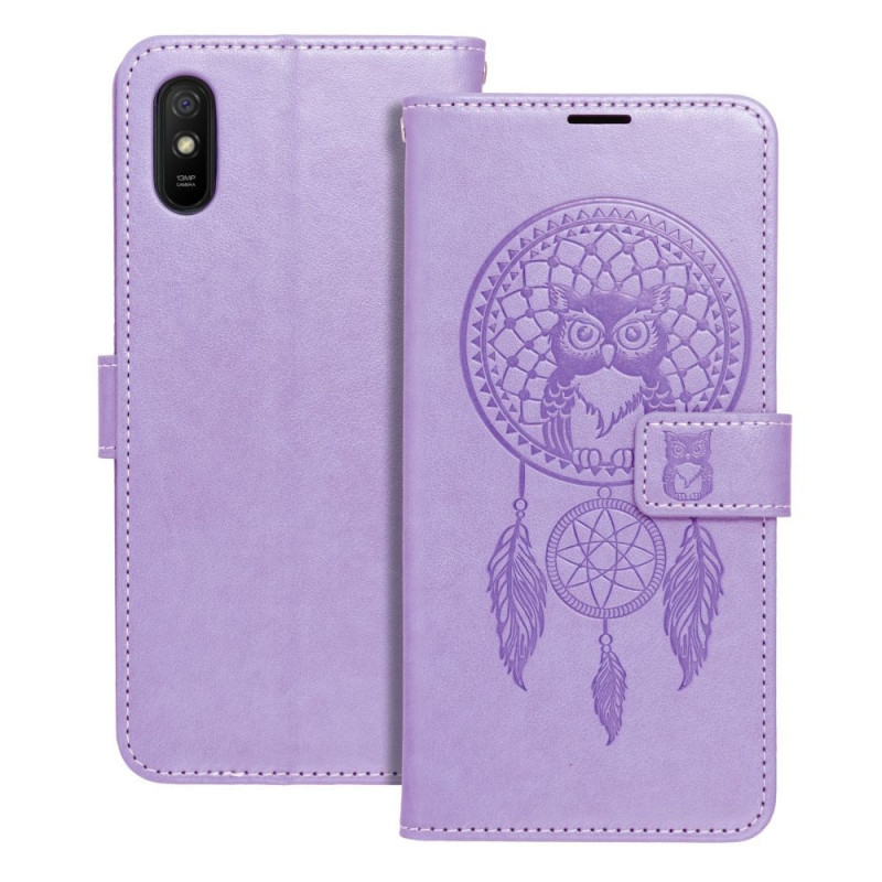 Peněženkové pouzdro MEZZO Book na XIAOMI Redmi 9C NFC Lapač snů  Fialový (Purple)