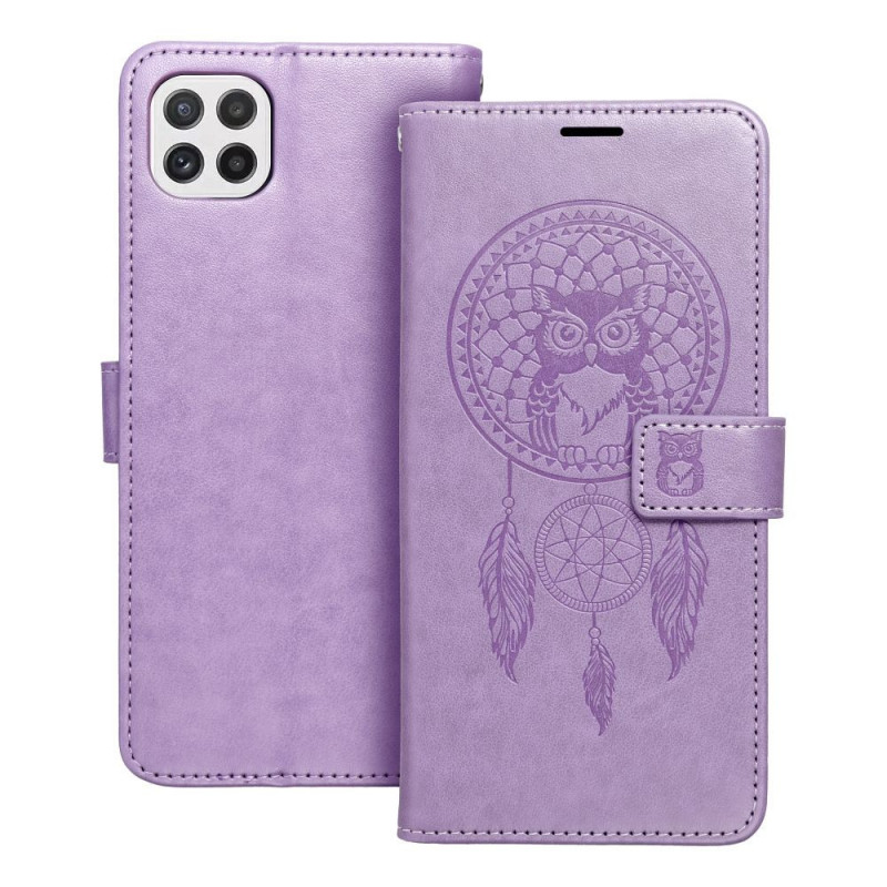 Peněženkové pouzdro MEZZO Book na Samsung Galaxy A22 5G Lapač snů  Fialový (Purple)