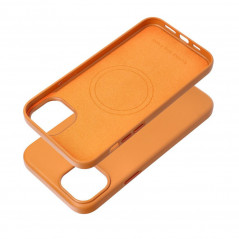 Kryt Leather Mag Cover na Apple iPhone 15 Plus Elegantní  MagSAFE  Oranžový