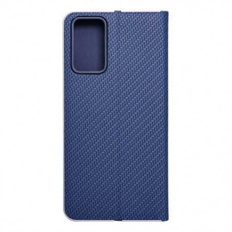 Peněženkové pouzdro LUNA Book Carbon na XIAOMI Redmi Note 12s Uhlíkové vlákno, Elegantní  Modrý
