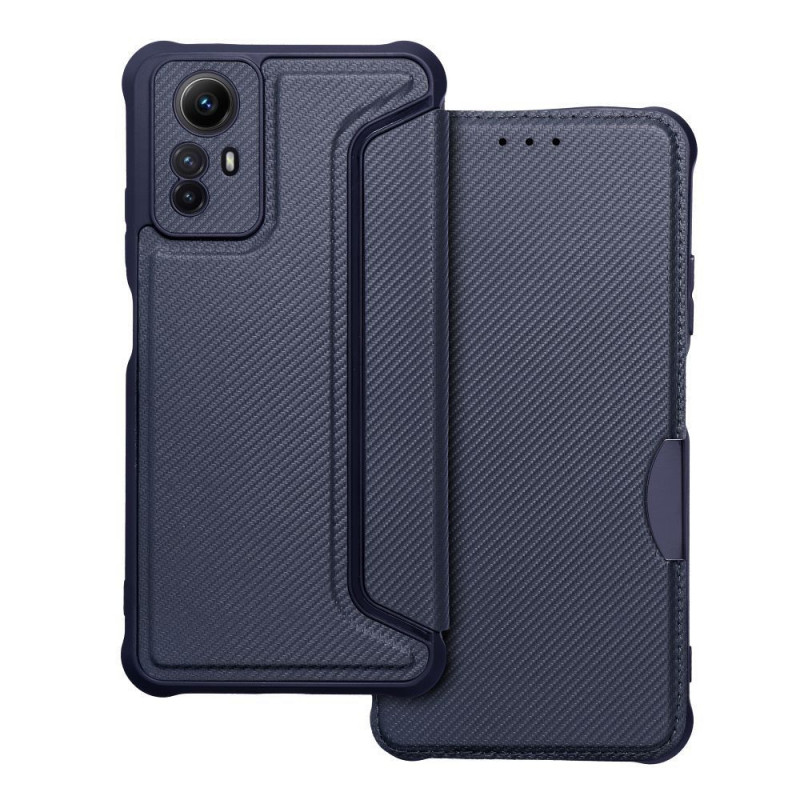 Peněženkové pouzdro Razor Book na XIAOMI Redmi Note 12s Uhlíkové vlákno, Karbonový vzor  Modrý