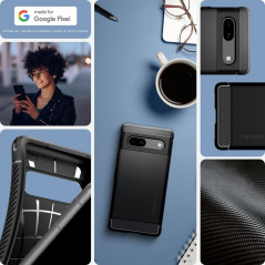 Kryt Spigen Armor na Google Pixel 7a Uhlíkové vlákno, Elegantní  Černý