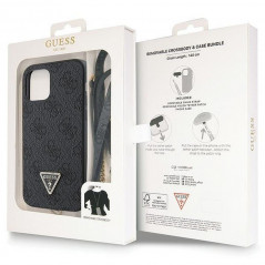 Kryt Guess Metal Logo Starss Crossbody na Apple iPhone 12 Pro Elegantní  Černý