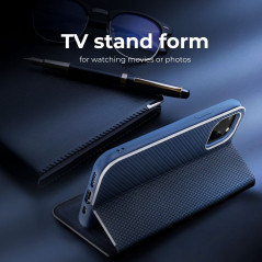 Peněženkové pouzdro LUNA Book Carbon na Samsung Galaxy A03 Uhlíkové vlákno, Elegantní  Modrý