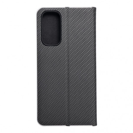 Peněženkové pouzdro LUNA Book Carbon na XIAOMI Redmi Note 11 Uhlíkové vlákno, Elegantní  Černý