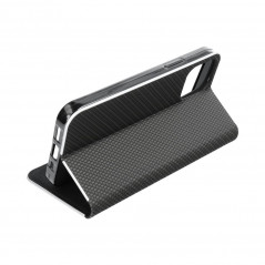 Peněženkové pouzdro LUNA Book Carbon na XIAOMI Redmi Note 11S Uhlíkové vlákno, Elegantní  Černý