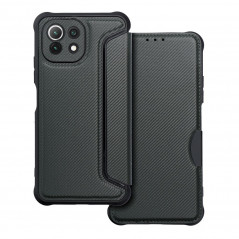 Peněženkové pouzdro Razor Book na XIAOMI Mi 11 Lite 5G NE Uhlíkové vlákno, Karbonový vzor  Černý