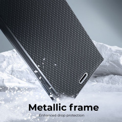 Peněženkové pouzdro LUNA Book Carbon na XIAOMI Redmi Note 11 Pro 5G Uhlíkové vlákno, Elegantní  Černý