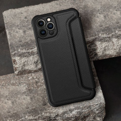 Peněženkové pouzdro Razor Book na Apple iPhone 13 mini Uhlíkové vlákno, Karbonový vzor  Černý