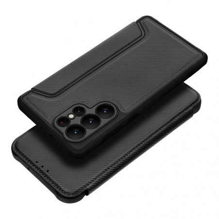 Peněženkové pouzdro Razor Book na Samsung Galaxy S22 Ultra Uhlíkové vlákno, Karbonový vzor  Černý