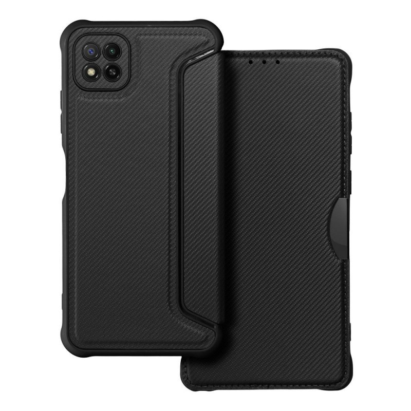 Peněženkové pouzdro Razor Book na Samsung Galaxy A22 5G Uhlíkové vlákno, Karbonový vzor  Černý