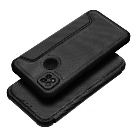 Peněženkové pouzdro Razor Book na XIAOMI Redmi 9A Uhlíkové vlákno, Karbonový vzor  Černý