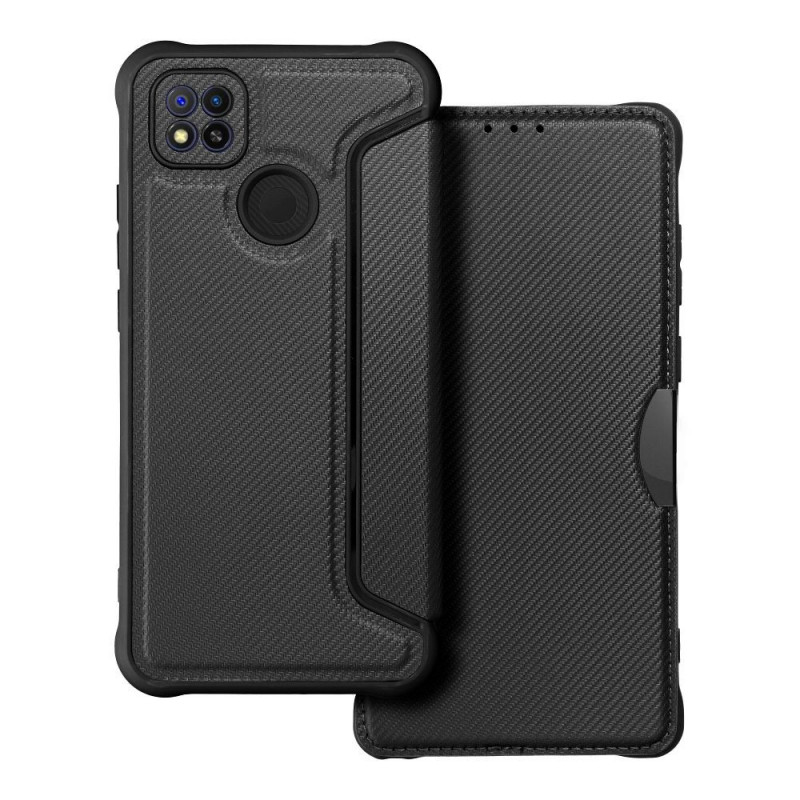 Peněženkové pouzdro Razor Book na XIAOMI Redmi 9C Uhlíkové vlákno, Karbonový vzor  Černý