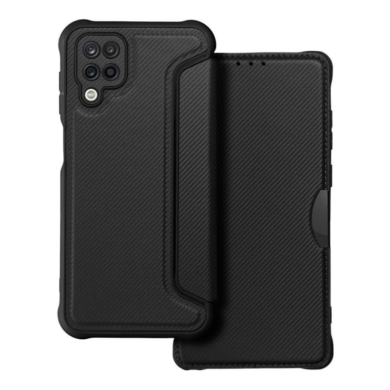 Peněženkové pouzdro Razor Book na Samsung Galaxy A12 Uhlíkové vlákno, Karbonový vzor  Černý